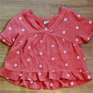 Orange Floral Women's Blouse